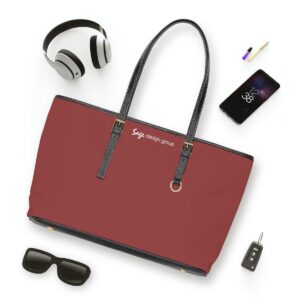 EcoLux Leatherette Tote - Shoulder Bag - Crimson - MERCH + SWAG - Sage Design Group - Annette Sage, CEO