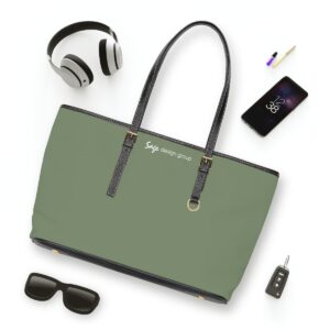 EcoLux Leatherette Tote - Shoulder Bag - Sage - MERCH + SWAG™ - Annette Sage, CEO