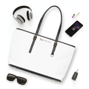 EcoLux Leatherette Tote - Shoulder Bag - White - MERCH + SWAG - Sage Design Group - Annette Sage, CEO