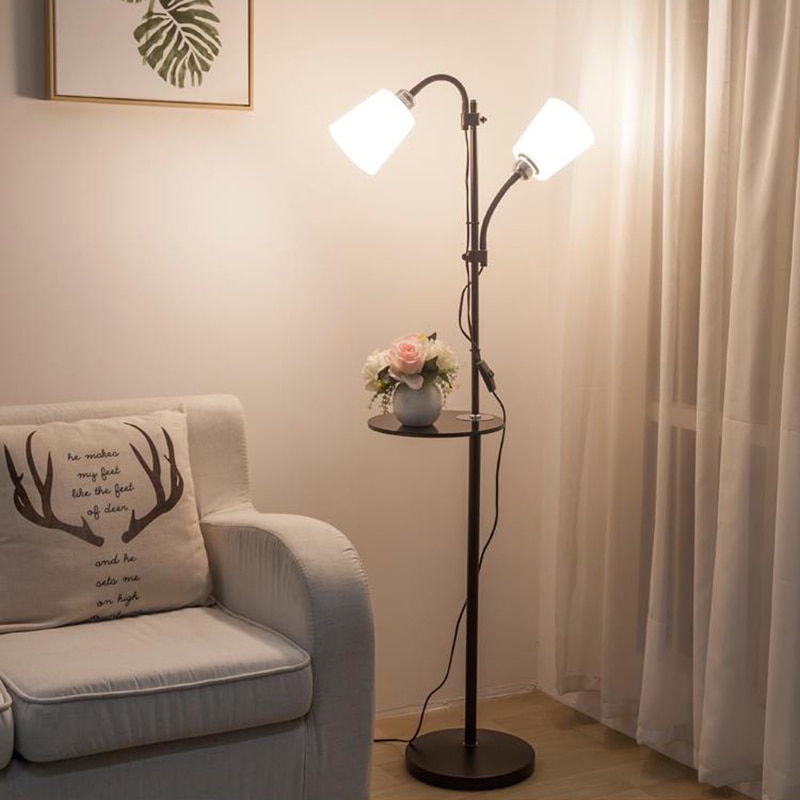 Nordic Dual-Head Gooseneck Floor Lamp with Table - Sage Design Group - Annette Sage, CEO